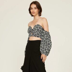 Bardot Kaela Broderie Top Cropped Embroidered Size L